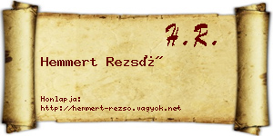 Hemmert Rezső névjegykártya